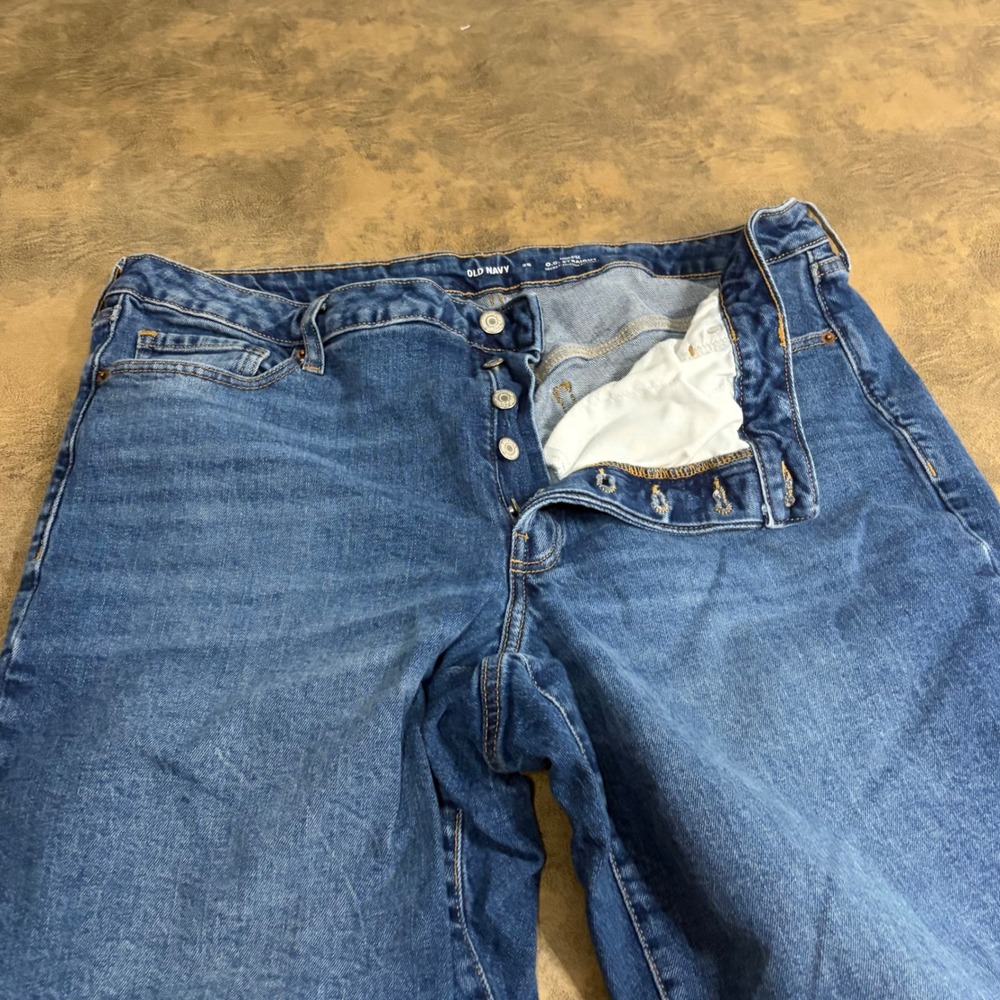 Old Navy O.G. Straight Jeans Womens 20 Blue High Rise Button Fly Saylor Clean